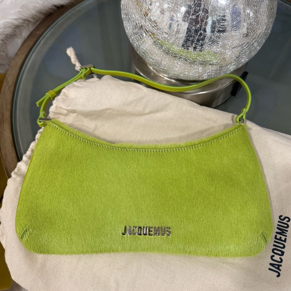 🍏🍋‍🟩JACQUEMUS LE BISOU SHOULDER BAG MINI APPLE GREEN DYED CALF FUR